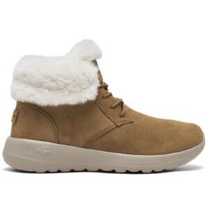 Skechers GoWalk On The Go Joy Lush Faux Fur Ankle Bootie Chestnut 8 38
